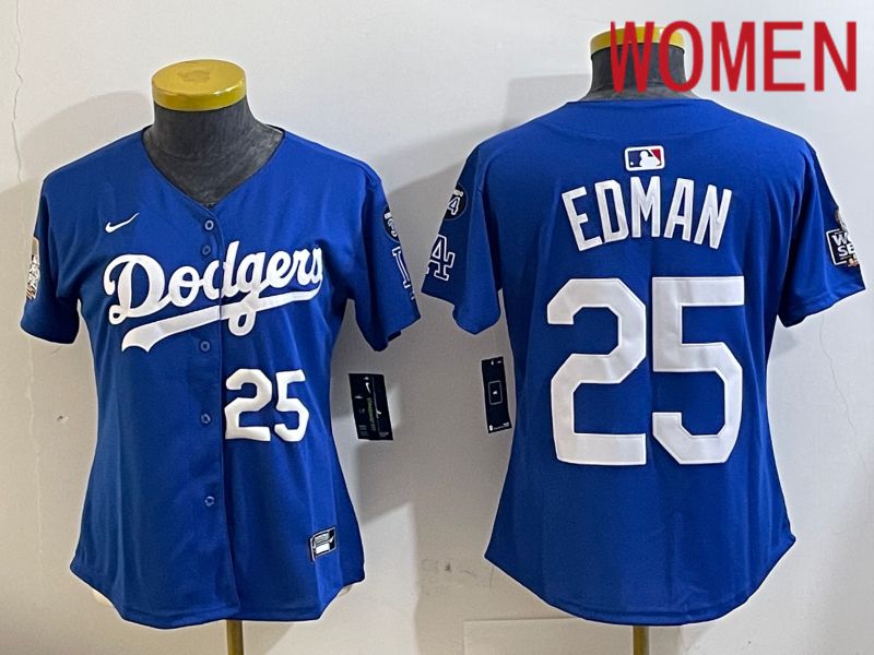 Women Los Angeles Dodgers #25 Edman Blue Game 2024 Nike MLB Jersey style 11217
